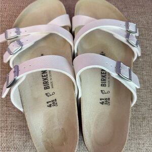 Birkenstock Franca White Lizard Sandals Womens Size 10 EU 41